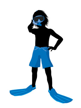 Boy Snorkel Silhouette Illustration