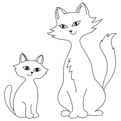 Cat with a kitten, contours