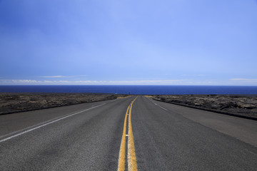 Chain of Craters Road and sea at Kilauea volcano, Hawaii