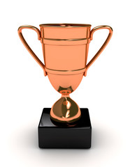 Awarding cup over white backgound