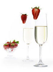 champagne with strawberries