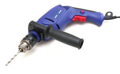 the electric drill on white background with clipping path