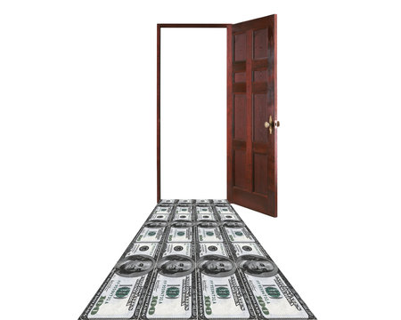Money leading to the door