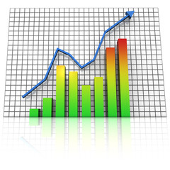 business statistics graph rising