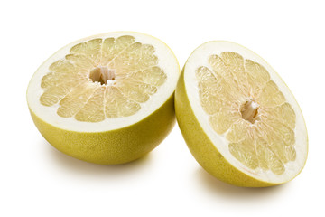two halves of pomelo fruit