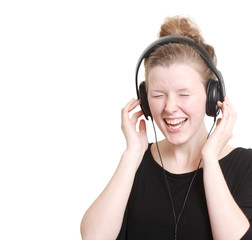 Fototapeta premium Woman listening to music