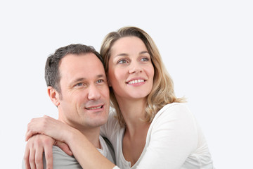 Portrait of happy couple at home