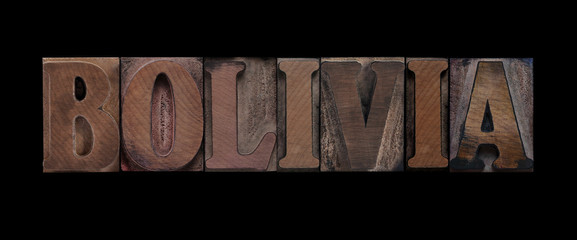 the word Bolivia in old letterpress wood type
