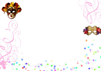 Venezianische Masken mit Konfetti