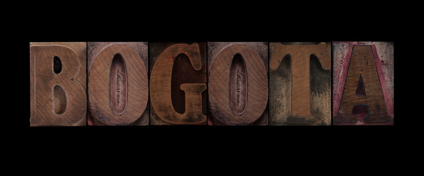 the word Bogota in old letterpress wood type