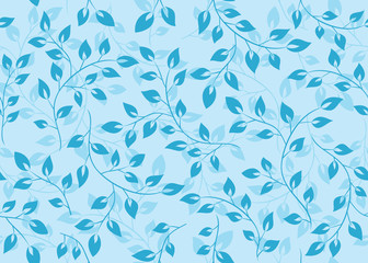vector blue floral seamless pattern with blue leaves