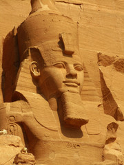 The magnificent Temple of Pharaoh Ramses II in Abu Simbel, Egypt - obrazy, fototapety, plakaty