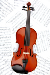 Fototapeta na wymiar Geige vor Musiknoten