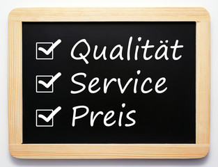 Qualität / Service / Preis - Business Konzept