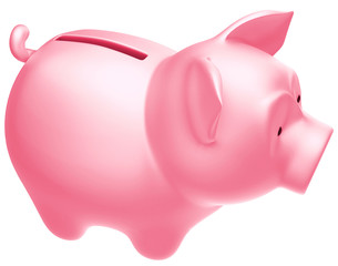 Wealth: Pink piggy bank isolated