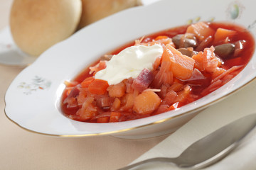 Borscht with sour cream