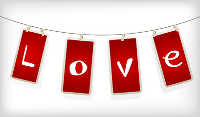 Valentine hanging labels.