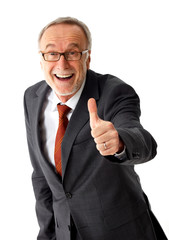 mature business man with thumb up