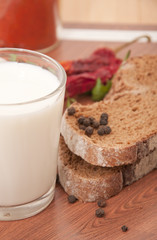 Milk and black bread for the table