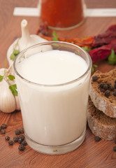 Milk and black bread for the table