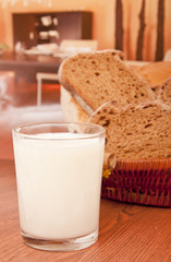 Milk and black bread for the table