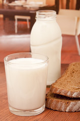 Milk and black bread for the table