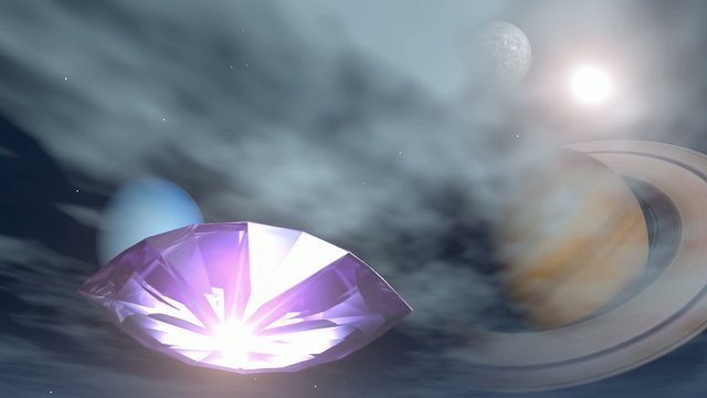 Das Diamantraumschiff auf dem Flug