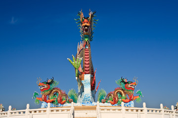 Dragon statue and natural blue sky  background