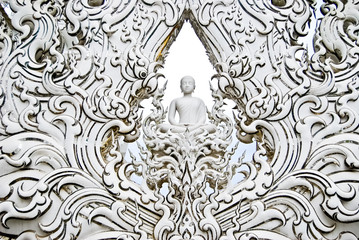 White Buddha art in temple