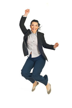 Successful Business Woman Jumping