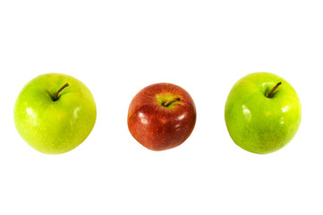 Three apples on a white background