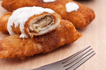 Pancake whit chicken roll