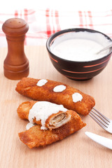 Pancake whit chicken roll