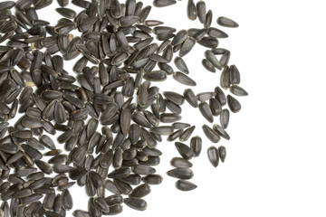 Sunflower seeds on white background