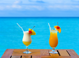 Two cocktails on table