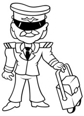 Pilot - Black and White Cartoon illustration
