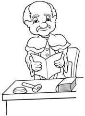 Judge - Black and White Cartoon illustration