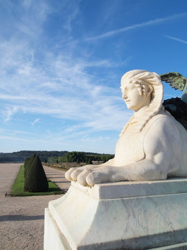 White Sphinx Statue at Versailles castle France