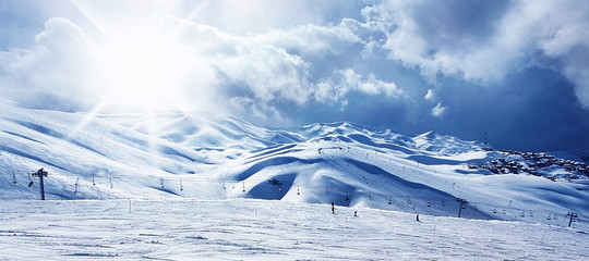 Winter mountain ski resort