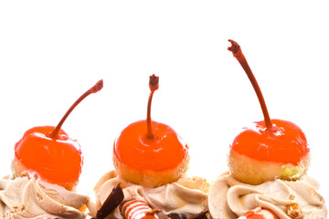 Cherry on top of ice cream cake