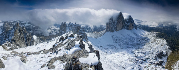 Fototapeta na wymiar Stitched Panorama, Three Peaks