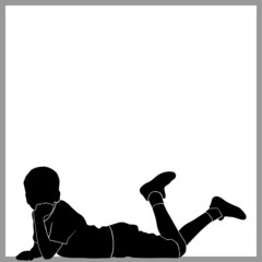 boy silhouette at frame - vector