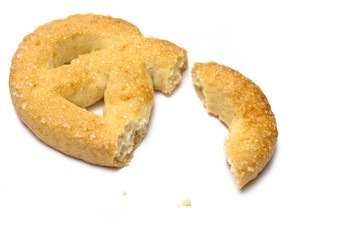 Isolated pretzel pieces
