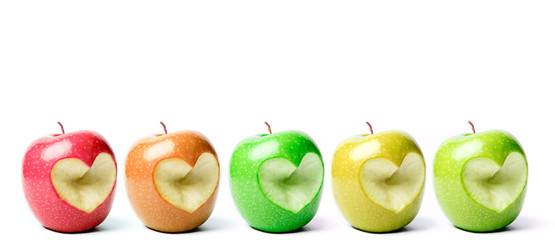Apples with cut off heart shape.