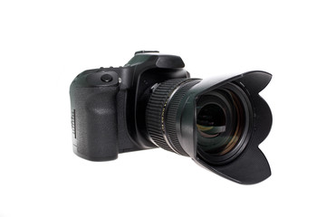 Digital photo camera with zoom lens isolated