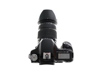 Digital photo camera with zoom lens isolated