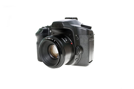 Digital photo camera with prime lens isolated