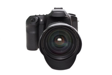 Digital photo camera isolated on white background