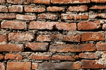 Detailed view of the ancient brick wall