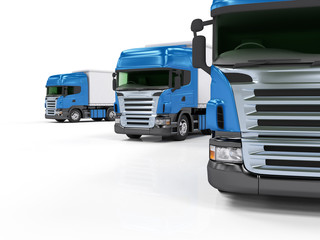 Obraz na płótnie Canvas Ciężkie ciężarówki prezentacja niebieski samodzielnie na białym tle